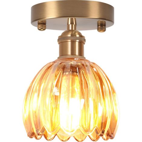 Lampe De Plafond En Cristal Plafonnier En Verre Plafonnier Rétro Lustre Moderne E27 Pour Couloir Cuisine Balcon Salle À Manger Marron (1/5)