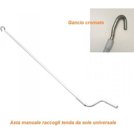 Asta manuale per tenda da sole con gancio cromo