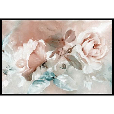 Affiche encadrée bouquet de roses poudrées (1/5)