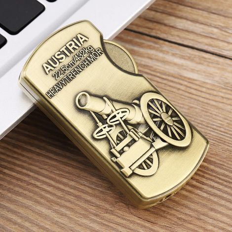 Briquet à gaz butane rechargeable en bronze coupe-vent
