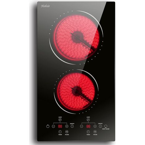 Plaque vitrocéramique 2 feux 30 cm – 3000W – Commande tactile – Double zone – 9 niveaux de chauffage – Minuterie et sécurité enfants