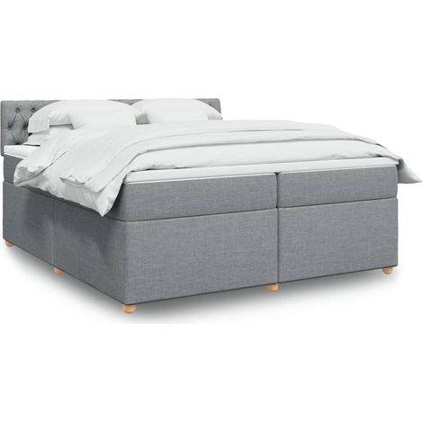 Boxspringbett mit Matratze Hellgrau 200x200 cm Stoff (1/5)