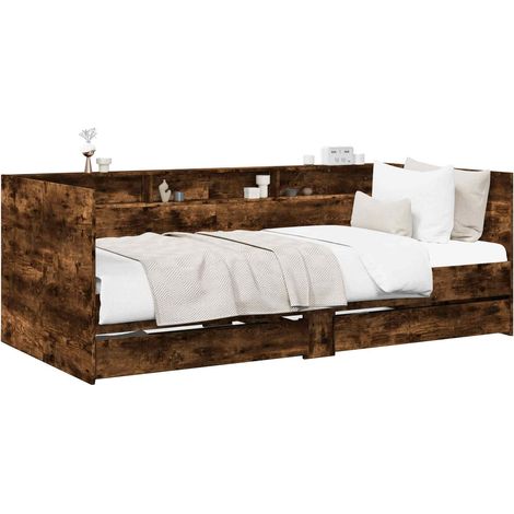 Cama de día con cajón Roble Ahumado Madera de ingeniería vidaXL