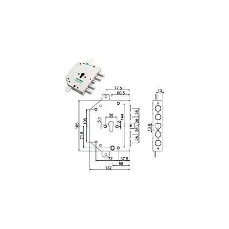 SERRATURA TRIPLICE APPLICARE CON SCROCCO CIL. EUR. BLINDATE 89C855- - mm.60 SX (89C855S000M) - 1 pezzi MOTTURA
