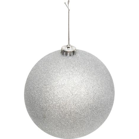Déco Sapin Boule de Noël XL D 15 cm Argent pailleté - Feeric Christmas (1/2)
