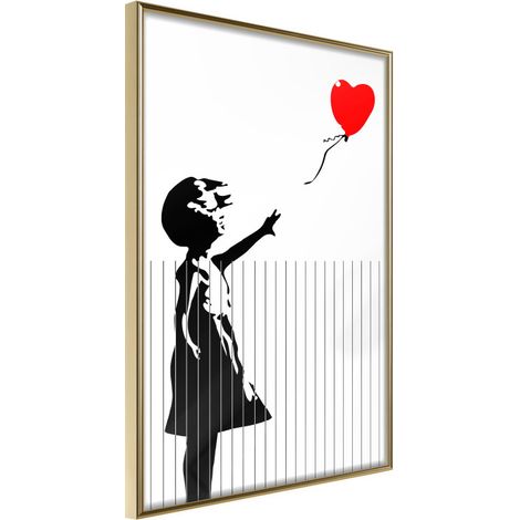 Affiche Murale Encadrée "Banksy Love is in the Bin" 40 x 60 cm Or (1/2)