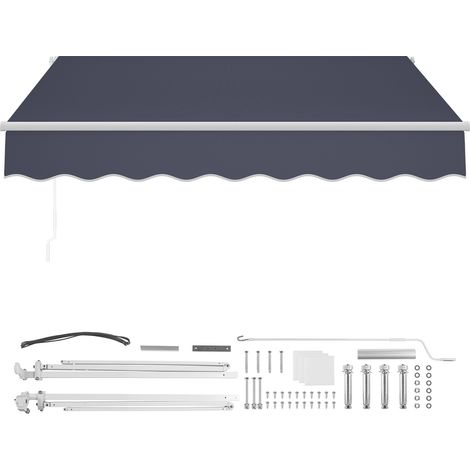 Mophorn Gelenkarmmarkise 2,5x2 m, Einziehbare Markise mit Handkurbel, Sonnenschutz UPF 80+ für Terrasse, Balkon, Garten und Fenster, Grau (1/5)