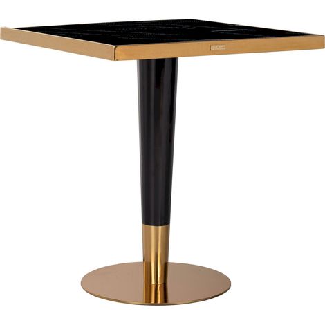 Table a diner Can Roca square 70x70 - Noir sur piètement or et noir (1/3)