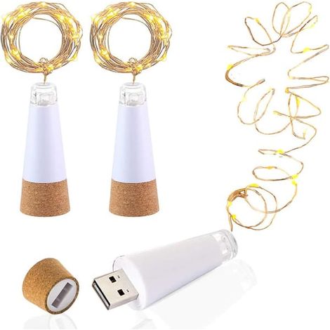 Lampes LED pour bouteilles de vin (blanc froid, lot de 3), rechargeables par USB (1/5)