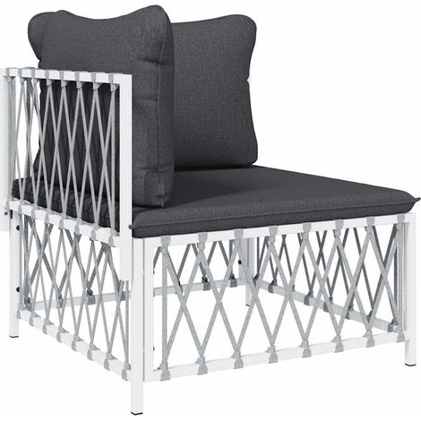 Maison Exclusive - Garten-Ecksofa mit Kissen Weiß Gewebe