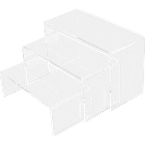 Présentoir transparent en acrylique à trois niveaux, armoire réglable en hauteur, présentoir et rangement pour bijoux, cosmétiques et maquillage. (1/5)