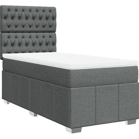 Maison Exclusive - Cama box spring con colchón tela gris oscuro 8 (1/5)