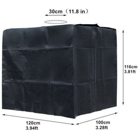 NALOOKAMIC 1000L Bucket Cover Housse anti-poussière IBC Water Tank Ton Bucket Cover Housse de protection Couvercle de réservoir d'eau 210D Oxford Cloth Sunscreen, Noir 120 100 116cm (1/3)