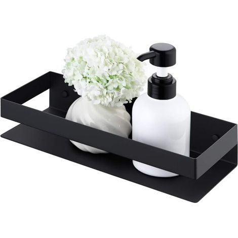 Schwarzes Badezimmerregal, Wandregale, 30 cm, modernes Badezimmer-Duschregal, Edelstahl, mattschwarz