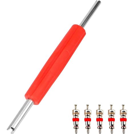 Extractores de válvulas de doble cabezal, 5 unidades, herramienta para extraer válvulas de neumáticos, para camiones, bicicletas, motocicletas y mantenimiento de automóviles.