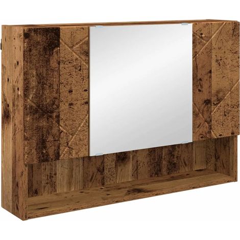 Armoire miroir murale intérieure design moderne rangement 80 x 17 x 55 cm en bois d'ingénierie ancien (1/5)