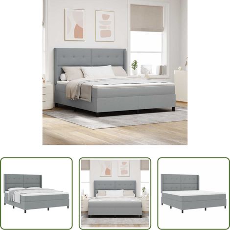 vidaXL Stoffbett - Boxspringbett mit Matratze Hellgrau 200 x 180 cm Stoff (1/5)