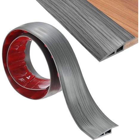 Seuil De Sol Autoadhésif, 3.28FT Seuil En PVC Adapté Pour Portes/Carrelage/Sols Avec Hauteur De 4/5Inch(20mm), Bordure De Moquette [Gris Foncé Effet Bois] (1/5)