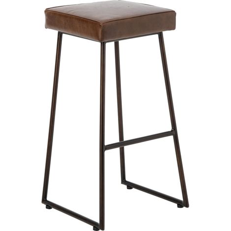 Tabouret de Bar en Cuir "Austin" 73cm Marron (1/4)