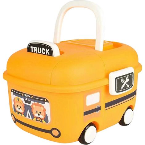 Rangement de jouets en plastique à roulettes, forme arrondie et sécurisée pour chambre d'enfant, crèche, rangement, jaune, taille moyenne (1/5)