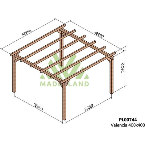 Pérgola de Madera Laminada Valencia (Maderland) - Gardeneas - 400 x 400 cm (1/4)