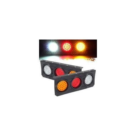 Kit de feux arrière à LED pour remorques de camions, comprenant feux de freinage, clignotants et feux de recul, avec support en acier, étanche, 12V-30V, feux arrière ronds à LED de 4 pouces, convient (1/2)