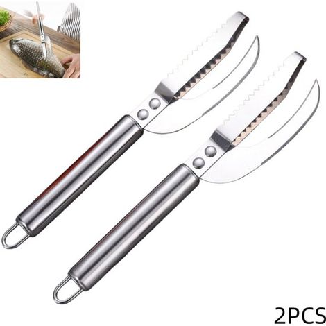 pezzi di rimuovi squame per pesce in acciaio inossidabile, coltello professionale per la pulizia del pesce, il rimuovi squame rimuove efficacemente le squame del pesce e altri detriti (1/5)