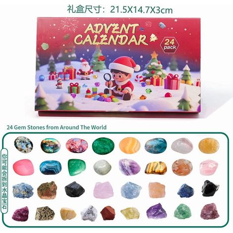 Calendrier De Lavent En Pierre - 24 Compartiments Pour Cadeaux - Décoration De Noël - Usage Intérieur - 1 Pièce