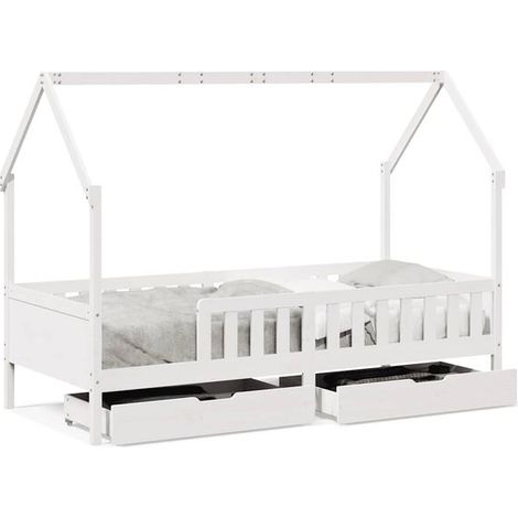 Cadre de lit enfant avec tiroirs, matelas non inclus, 90x200 cm, en bois. (1/5)
