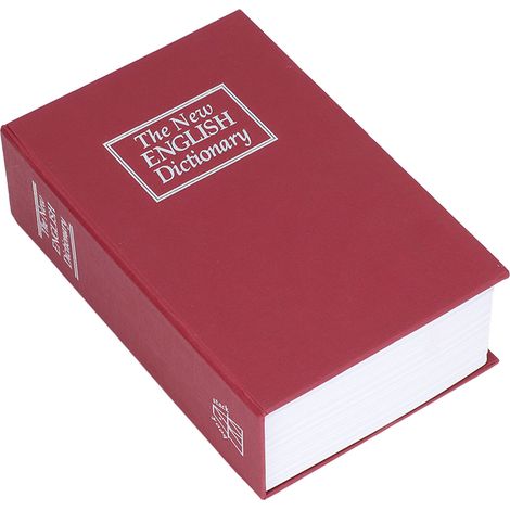 Coffre-fort livre en acier classique, boîte secrète à clé et code imitation livre rouge, coffre-fort dissimulé haute qualité (1/5)
