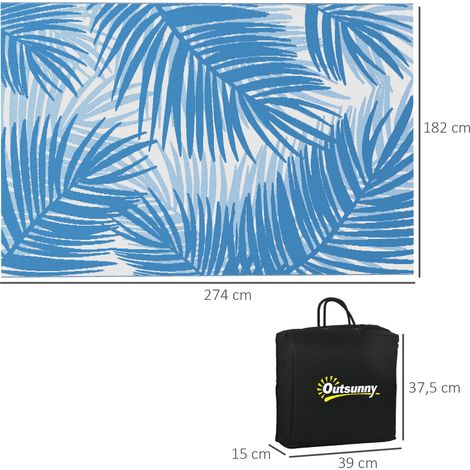 Tapis de sol bleu 182x274cm avec sac de transport, moquette de jardin en plastique pour camping, terrasse et extérieur (1/5)