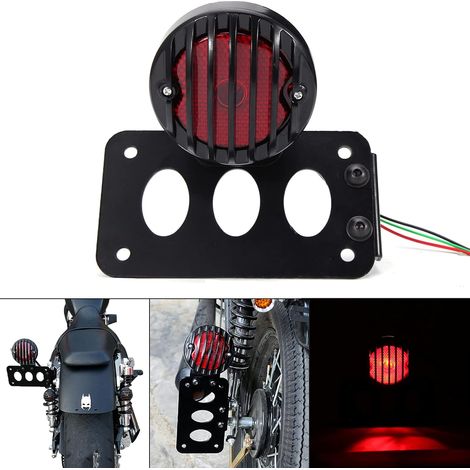 Bardusch-Feu arrière de moto, grille de feu stop, support de plaque d'immatriculation et support de bande de feu stop arrière, adaptés aux motos personnalisées (1/5)
