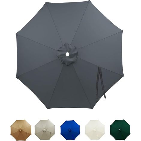 Housse de rechange parasol déporté, 3m, 6/8 baleines, protection UV, imperméable, pièces de rechange balcon, jardin, piscine, plage, gris, 8 Streben (1/5)