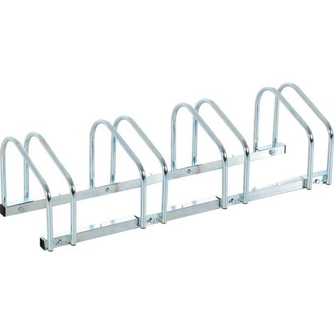 Râtelier 4 vélos dim. 110L x 33l x 27H cm acier galvanisé argent (1/5)