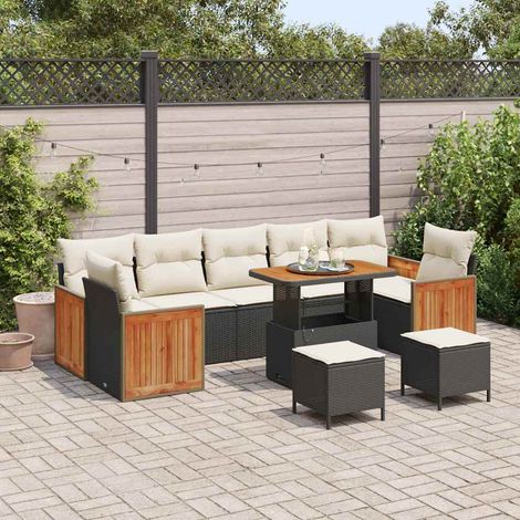 Set Divano da Giardino 13 pcs Nero e Crema polyrattan vidaXL (1/5)