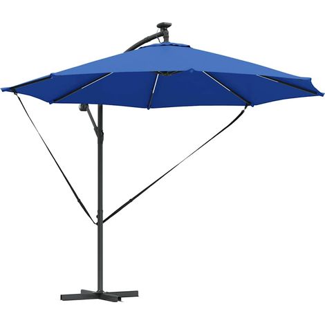 Parasol de jardin，Parasol banane à mât déporté bleu azur 294 x 294 x 248 cm CFW27181 (1/5)