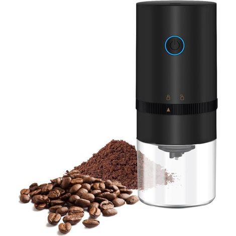 Moulin à café électrique avec disques de broyage, sans fil, moulin à café portable, mini moulin à café rechargeable avec plusieurs réglages de mouture (1/5)
