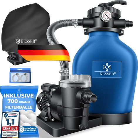 Kesser – Filtre à sable 10 m³/h – Débit 10 200 L/h – 700g de boules filtrantes remplaçant 25kg de sable – Vanne 7 voies avec manomètre