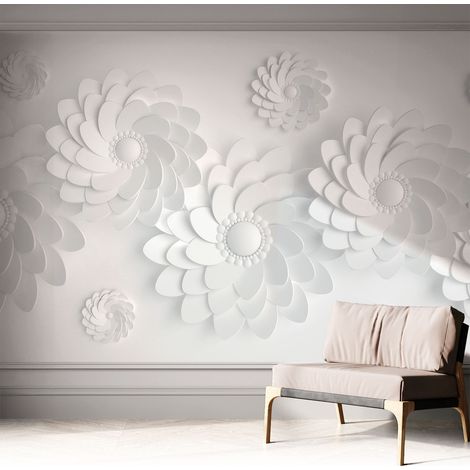 Selbstklebende Tapete modern Wohnzimmer - Wanddeko Schlafzimmer - Tapete mit Motiv Blumeneleganz 312x219 cm (1/5)