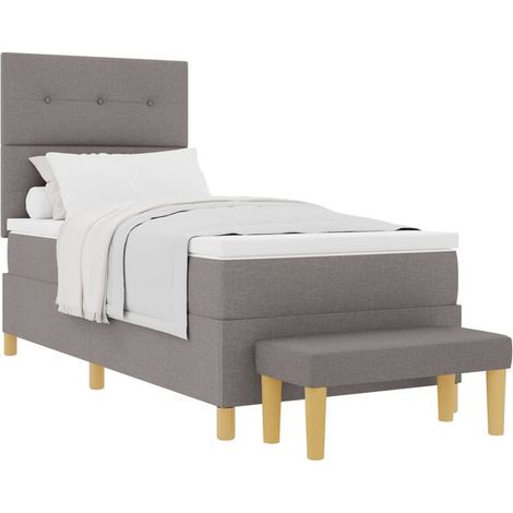 Matelas à ressorts rembourré, gris-brun, 200 x 80 cm, recouvert de tissu. (1/5)