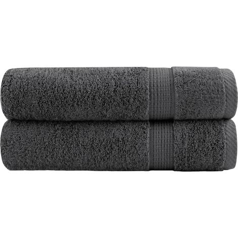 Serviettes de douche haut de gamme SOLUND, lot de 2. Anthracite, 70 x 140 cm, 600 g/m²