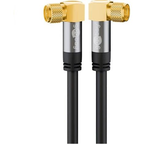 Cable antena satelite HDTV 135 dB  tipo f macho acodado 1 M Negro