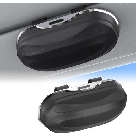 Pare-Soleil pour Voiture Étui à Lunettes de Soleil Boîte de Rangement et de Protection pour Lunettes en Organisateur de Lunettes Clip Accessoires Intérieurs pour SUV, Berlines et Camions-Noir (1/5)