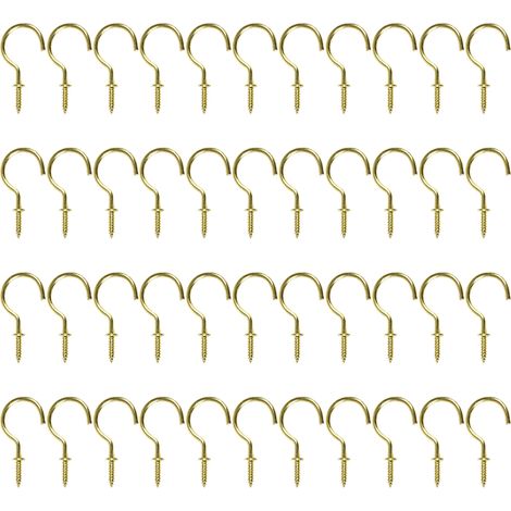 Crochet À Vis - Crochet En Métal Plaqué Laiton - Pour Plafond Mur Bois - 25,4 mm - Lot De 40 Pièces (1/5)