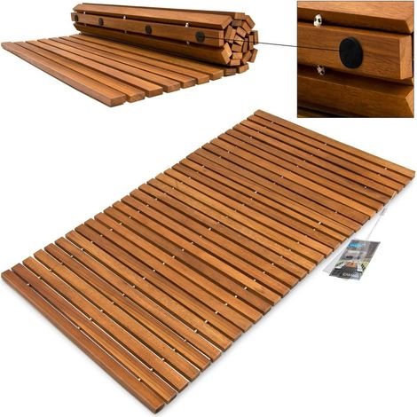 Acacia wood bath mat non slip 80x50 cm (1/5)