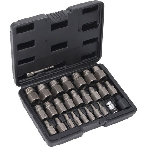 Lot de 26 extraction vis serrure cylindrique 3/8 pouce douille arrache vis abîmées acier carbone (1/5)