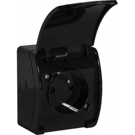Prise simple VG-1 Koala avec IP44 NT noir (1/2)