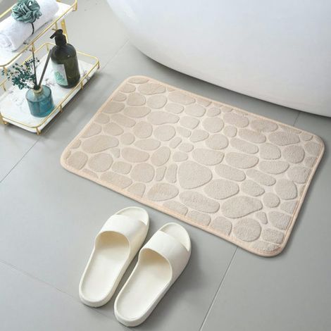 TAPPETO ANTISCIVOLO BAGNO CIOTTOLI 40X60 CM- Beige- SPIRE