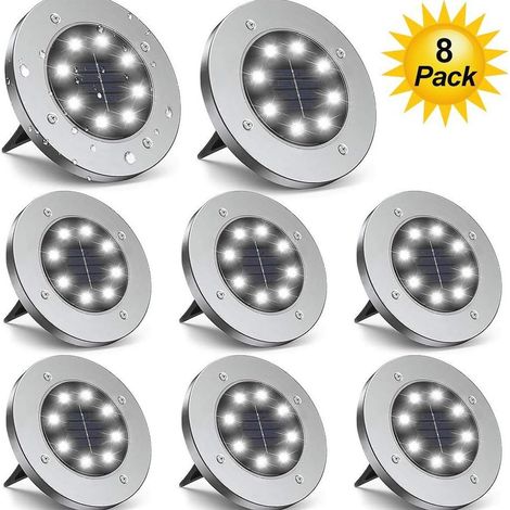 Lampes solaires de jardin KLB, 8 disques lumineux LED, éclairage extérieur amélioré (1/5)