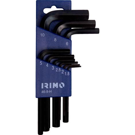 IRIMO - Jeu de 9 clés mâles 6 pans brunies, dimensions métriques